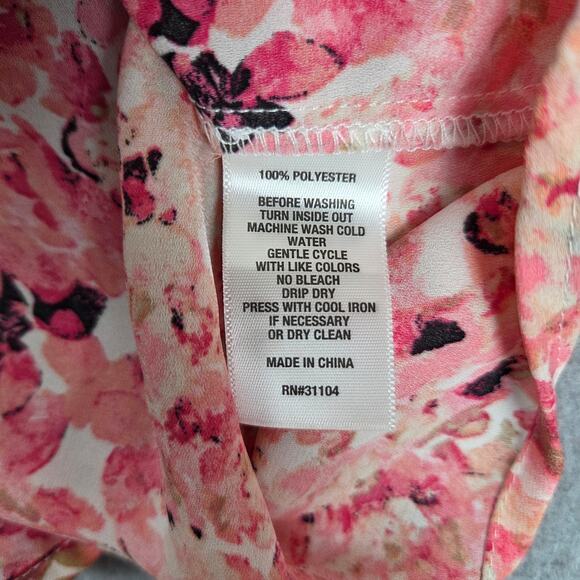 The Limited XL Pink Floral Popover Long Sleeve Blouse - Picture 7 of 10